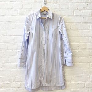 Club Monaco || Strawberta Long Sleeve Shirtdress Blue Stripes Button Detail 0